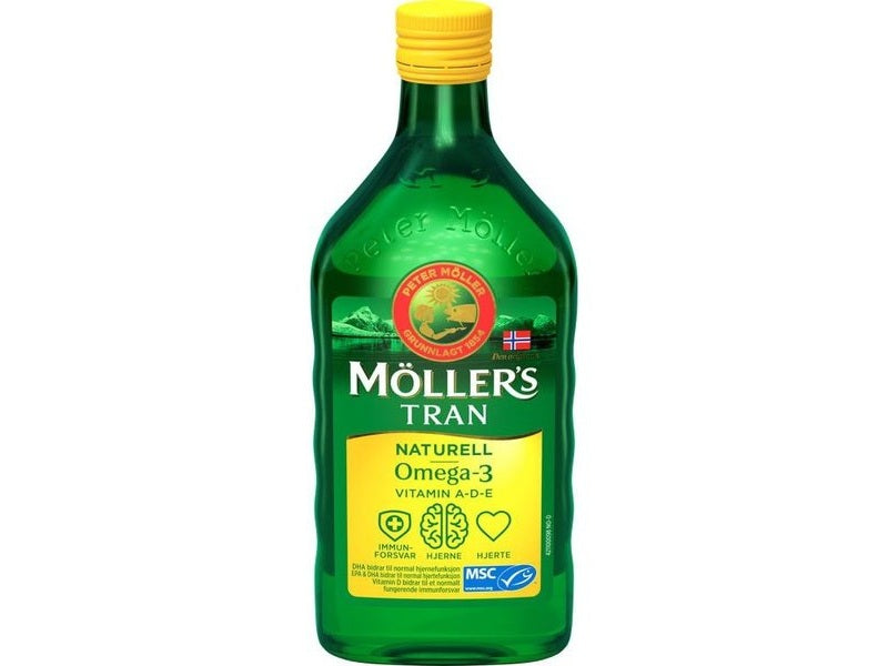Møllers cod liver oil natural flavour 500ml (Tran naturell) Norwegian Foodstore
