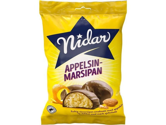 Nidar Easter orange flavoured Marzipan (Appelsinmarsipan) 136 grams Norwegian Foodstore