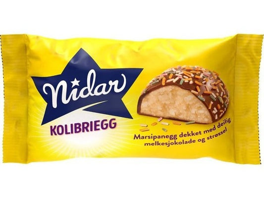 Nidar Marzipan Easter Egg w/sprinkles (Kolibriegg) 58 grams Norwegian Foodstore
