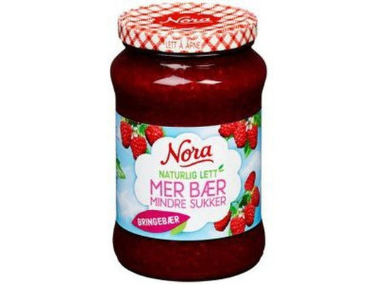 Nora Raspberry jam light 540 grams (Bringebær syltetøy lett) Norwegian Foodstore