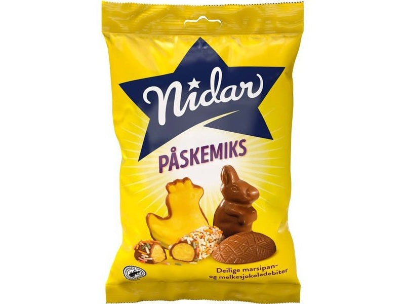 Nidar Easter Marzipan and Milkchocolate Mix (Påskemarsipan Mix) 138 grams Norwegian Foodstore