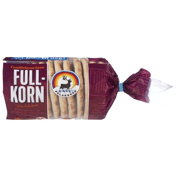 Polarbread wholegrain 12 pack 450 grams (Polarbrød fullkorn) Norwegian Foodstore