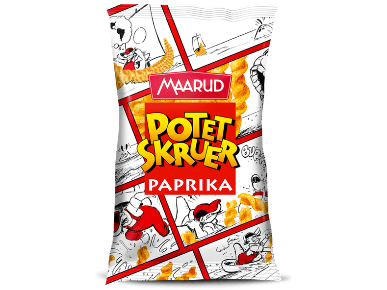 Maarud Potato screws peppers 90 grams (Potetskruer paprika) Norwegian Foodstore