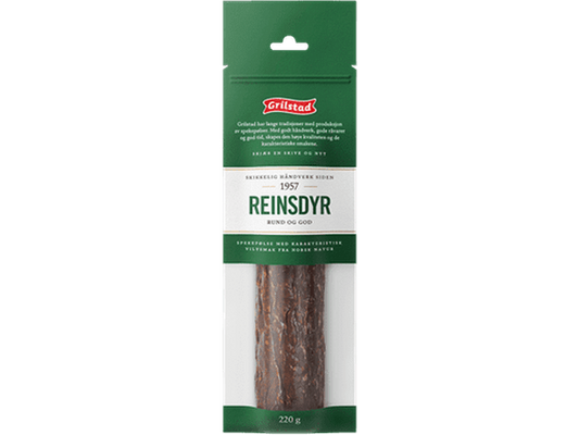 Grilstad Reindeer sausage (Reinsdyr spekepølse) 220 grams Norwegian Foodstore