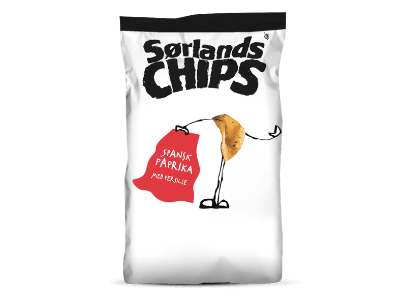 Sørlandschips potatochips spanish peppers 195 gram (Spansk paprika) Norwegian Foodstore