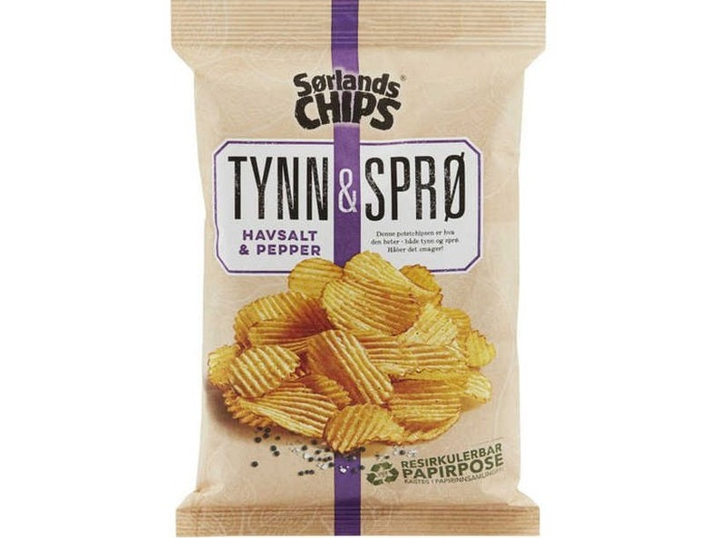 Sørlandschips Thin and crispy Salt&Pepper (tynn og sprø) 150 gr Norwegian Foodstore