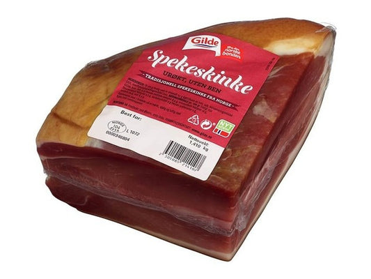 Gilde Cured ham whole piece unsmoked ( urøkt spekeskinke i bit, urøkt) Ca 1.1 kg +/- 15% Norwegian Foodstore