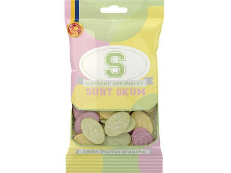 S Merke Sour Foam Candy (Surt skum) 70 grams Norwegian Foodstore