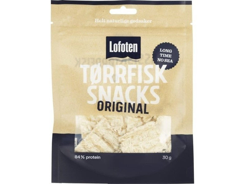Lofoten Dryfish snacks original 30 gram (Tørrfisk) Norwegian Foodstore