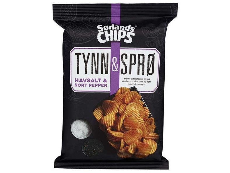 Sørlandschips Thin and crispy Salt&Pepper (tynn og sprø) 150 gr Norwegian Foodstore