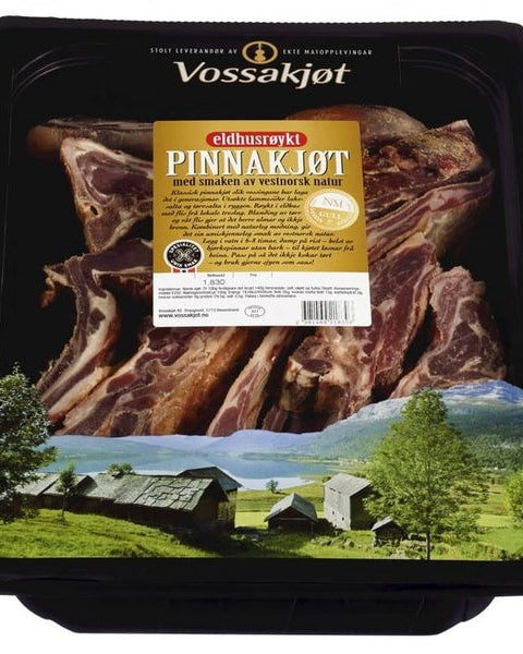 Vossakjøtt Smoked Pinnekjøtt Eldhusrøkt Ca1.8 kg (+/- 150 grams) Norwegian Foodstore