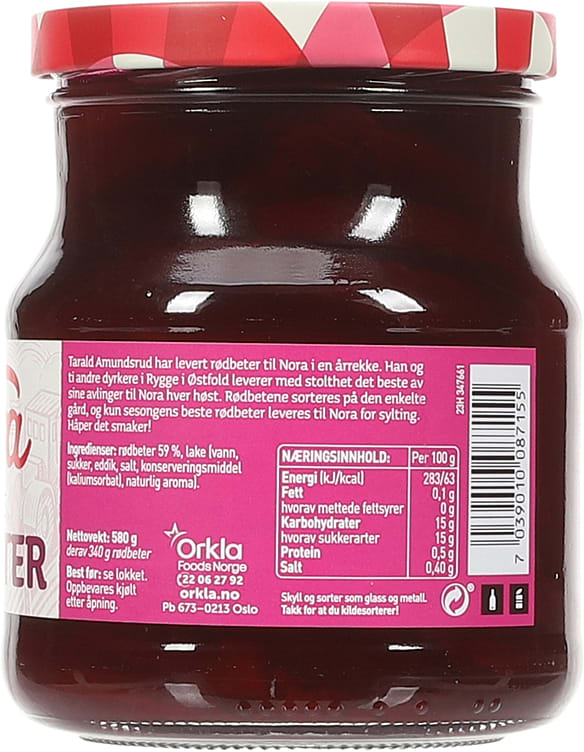 Beetroot in brine 580 grams (Rødbeter) Norwegian Foodstore