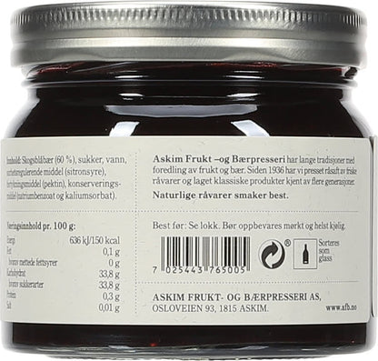 Askim Blueberry Jam 370g Norwegian blueberry preserve made from wild blueberries