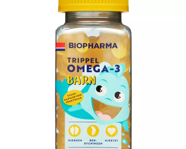 Biopharma Chewable Omega 3 for Children fruit flavour (tyggetabeletter fruktsmak) 144 pieces Norwegian Foodstore