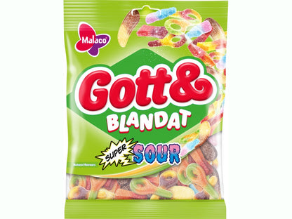 Malaco Godt & Blandet Supersour 170 grams Norwegian Foodstore