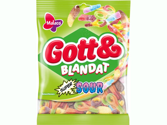Malaco Godt & Blandet Supersour 170 grams Norwegian Foodstore