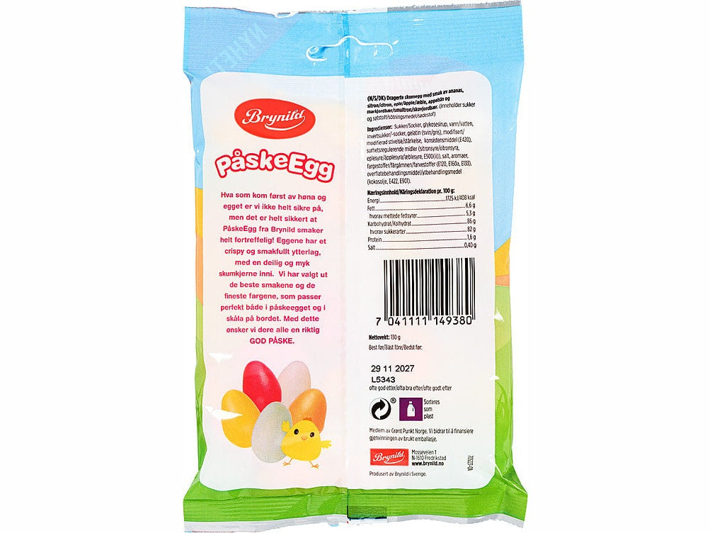 Easter egg with fruit flavor (påskeegg med fruktsmak) 130g – Norwegian Easter candy with fast worldwide shipping