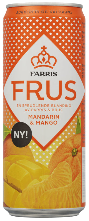 Farris Frus mandarin and mango 0.33L – authentic Norwegian sparkling drink from Norway with fast worldwide shipping
