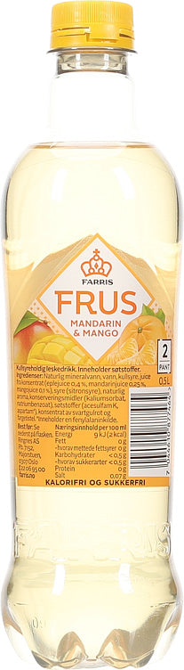 Farris Frus mandarin and mango 0.5L – authentic Norwegian sparkling drink from Norway with fast worldwide shipping

