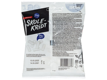 Fazer School Chalk Original 70g salty licorice candy with crunchy coating and strong liquorice core Nordic sweet