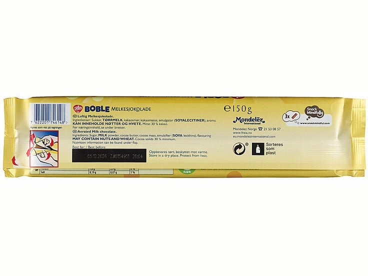Freia Boble milk chocolate with air bubbles (Boble Melkesjokolade) 150g – authentic Norwegian chocolate from Norway with fast worldwide shipping