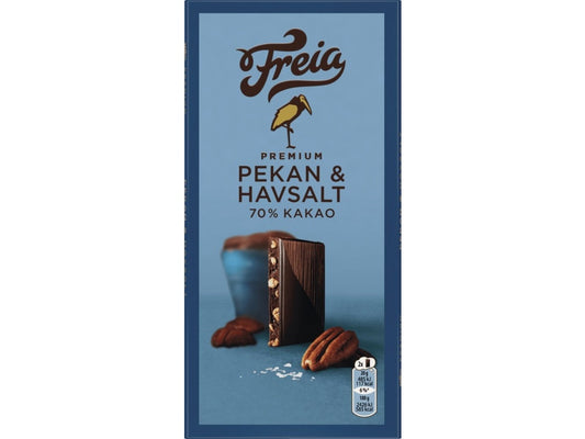 Freia 70% Premium dark chocolate pecan & seasalt 100 grams Norwegian Foodstore