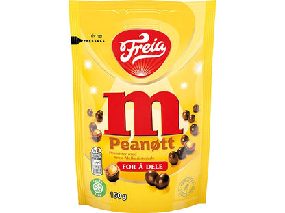 Freia M milk chocolate covered peanuts 150g – authentic Norwegian chocolate candy from Norway with fast worldwide shipping