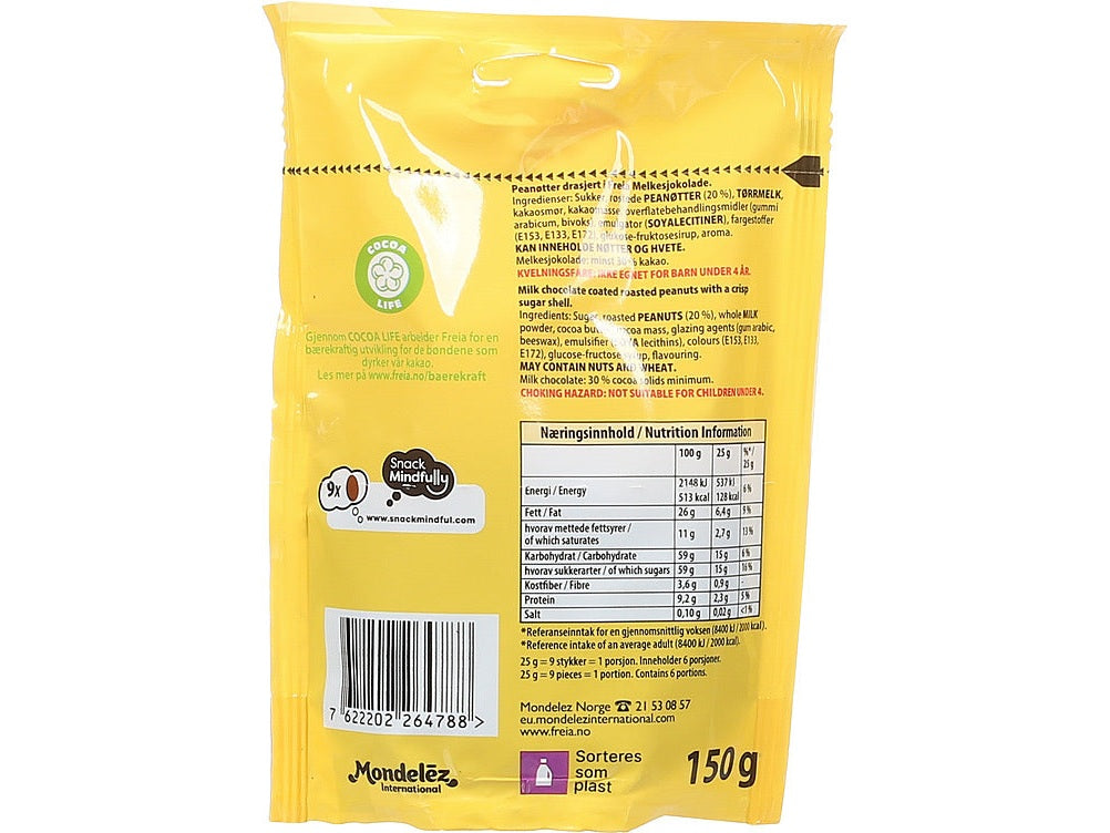 Freia M milk chocolate covered peanuts 150g – authentic Norwegian chocolate candy from Norway with fast worldwide shipping