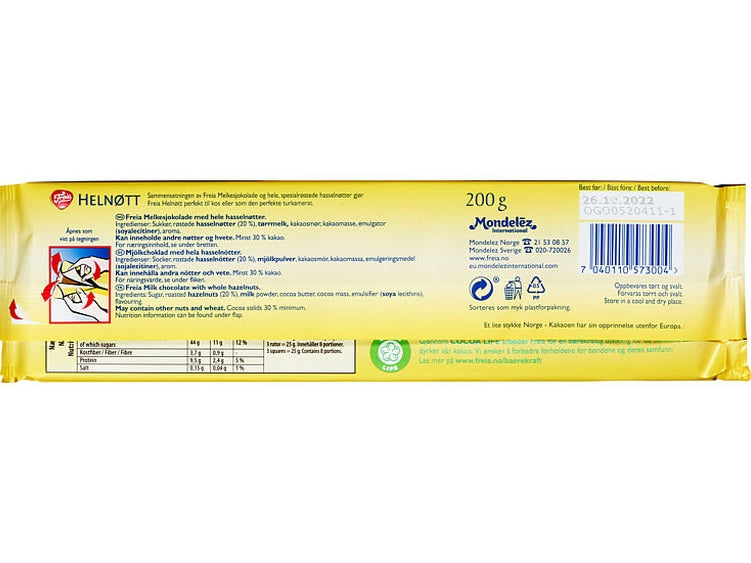 Freia milk chocolate hazelnuts 200 gram (Melkesjokolade Helnøtt)
