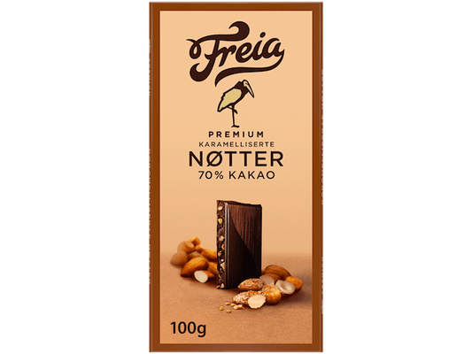 Exp.date sale 09 oct 26 | Freia 70% Premium dark chocolate caramelized nuts 100 grams