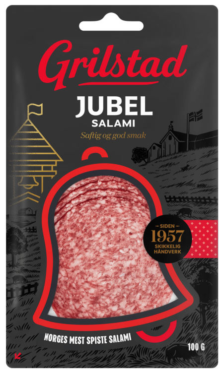 Grilstad Jubel salami sliced 100g – traditional Norwegian salami from Norway with fast worldwide shipping
