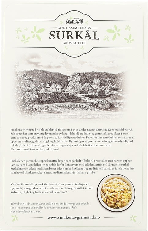 Grimstad God Gammeldags Surkål 450g – traditional Norwegian sauerkraut with apple and caraway