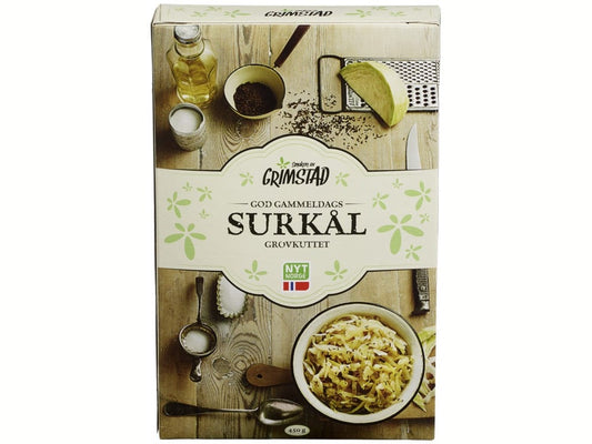 Grimstad God Gammeldags Surkål 450g – traditional Norwegian sauerkraut with apple and caraway