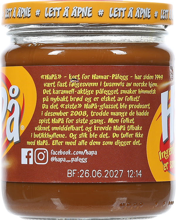 HaPå bread spread 310g (pålegg) – traditional Norwegian caramel milk spread from Norway with fast worldwide shipping