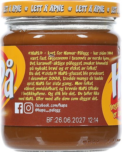 HaPå bread spread 310g (pålegg) – traditional Norwegian caramel milk spread from Norway with fast worldwide shipping
