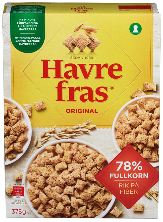 Quaker Havrefras 375g (frokost blanding cereal) – authentic Norwegian breakfast cereal from Norway with fast worldwide shipping