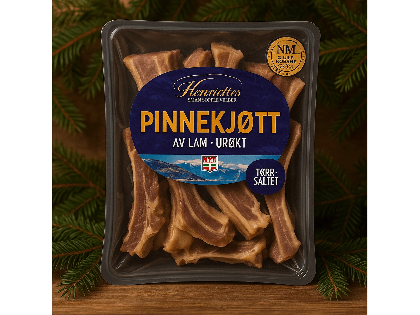 Henriettes unsmoked pinnekjøtt lamb ribs dry salted – traditional Norwegian Christmas food from Norway with fast worldwide shipping