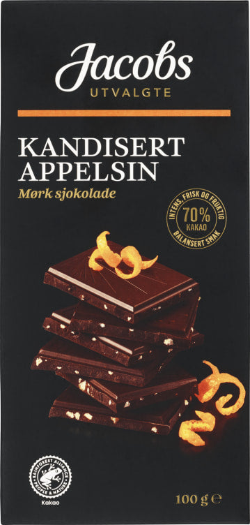 Jacobs Chocolate Dark 70% Candied Orange 100g