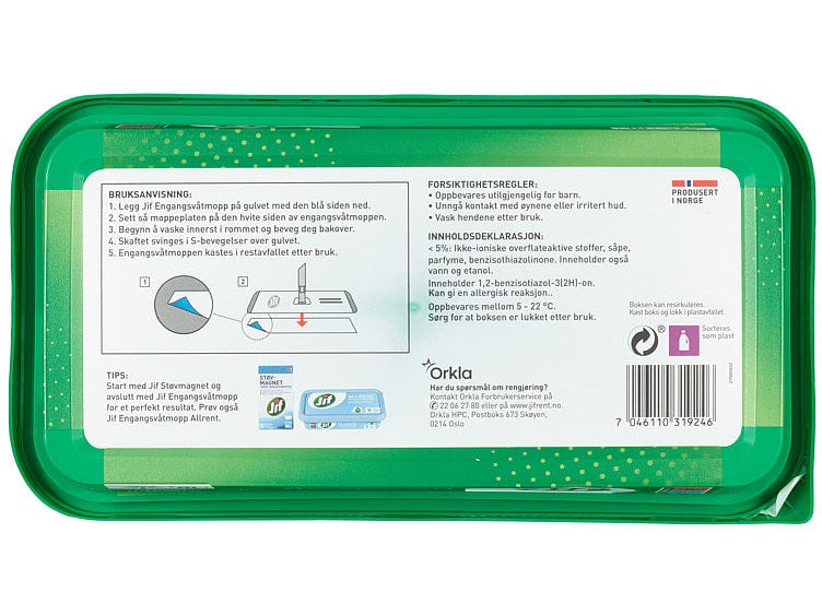 Jif disposable wet mop Krystal Original 10pcs (våtmopp engangsmopp) – Norwegian cleaning product with fast worldwide shipping