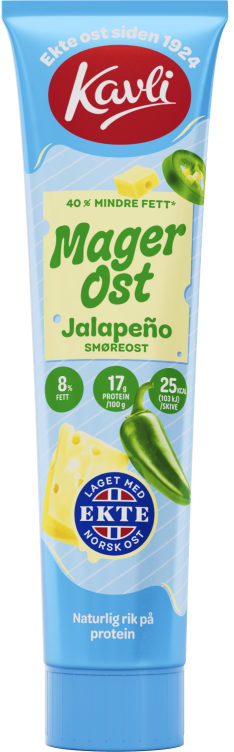 Kavli Low Fat Jalapeno Cream Cheese 175g – Norwegian magerost with jalapeno, fast worldwide shipping
