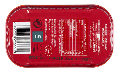 King Oscar Mackerel Filet in tomato sauce (makrell filet i tomat saus) 110 grams Norwegian Foodstore
