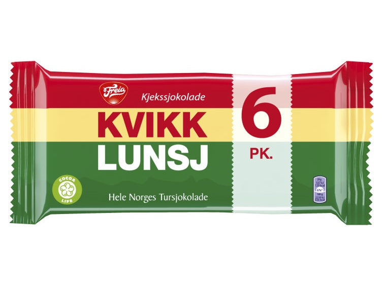 Kvikk Lunsj 6x47g – Norwegian biscuit and chocolate tursjokolade with fast worldwide shipping
