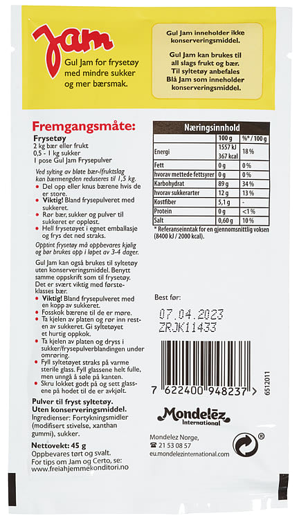 Jam freeze powder (frysepulver) 45 grams