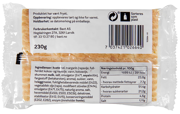 Vestlandslefsa Lefsegodt pastry  w/buttercream 230 gram (2-pack)