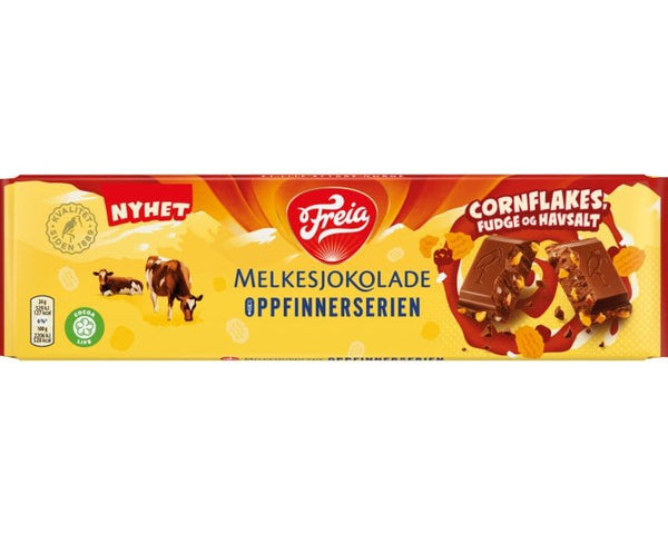 Exp. date sale | Ltd etd | Freia milk chocolate with Cornflakes, Fudge & Seasalt 200 gram