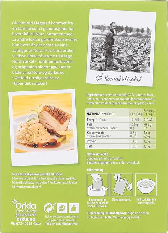 Nora Sauerkraut 450 gram (Surkål)
