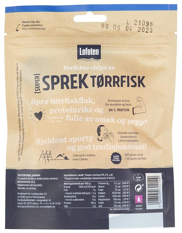 Lofoten Dryfish chips original 30 gram (Tørrfiskchips)