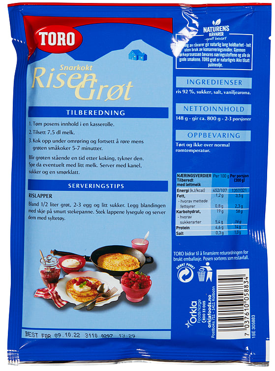 Toro Porridge 148 grams (Risengrøt / Risgrøt)