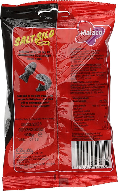 Malaco Salt sild liquorice 100 grams