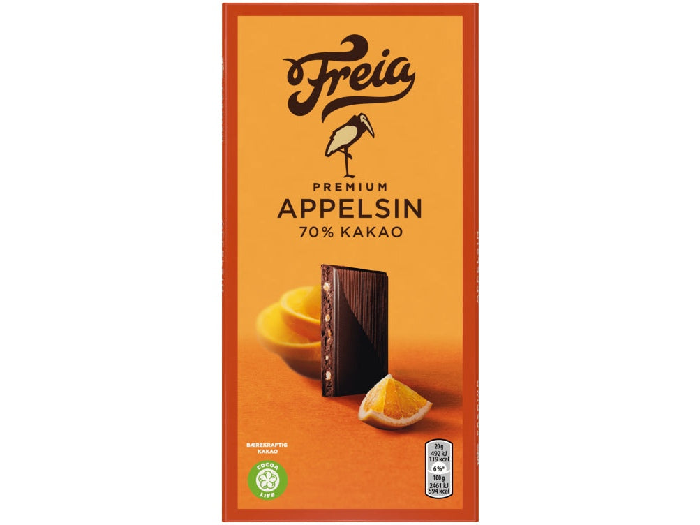 Freia 70% Premium dark chocolate cacao orange 100 grams